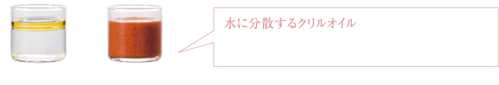 水に分散するクリルオイル